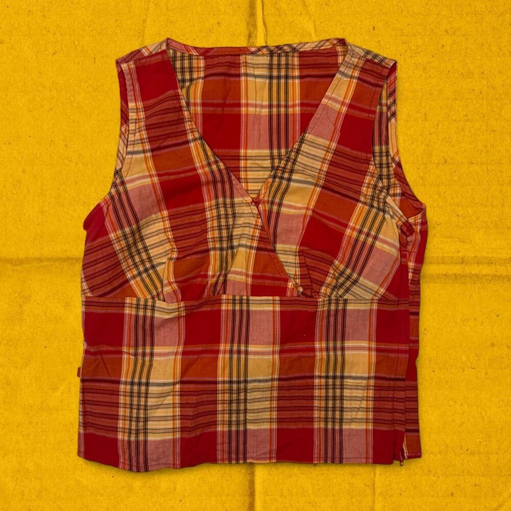Vintage red plaid preppy vest